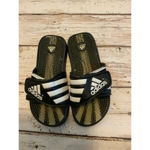 Adidas Adissage Slides Black White Massage Footbed Sandals 045245 Size 6